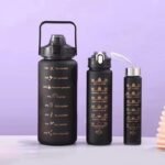 3-Piece Gradient Water Bottle Set – Leakproof, BPA-Free Bottles with Time Mark & Straw – 2L, 900ml, 300ml for Gym, Travel & Daily Use