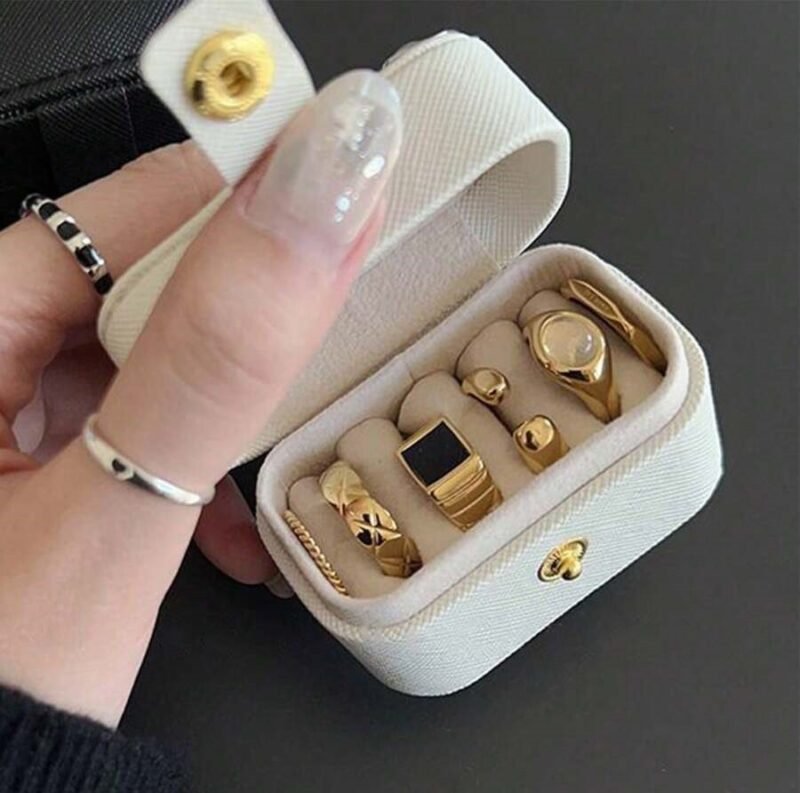 PU Leather Small Travel Jewelry Case – Mini Ring & Earring Organizer Box - Image 3