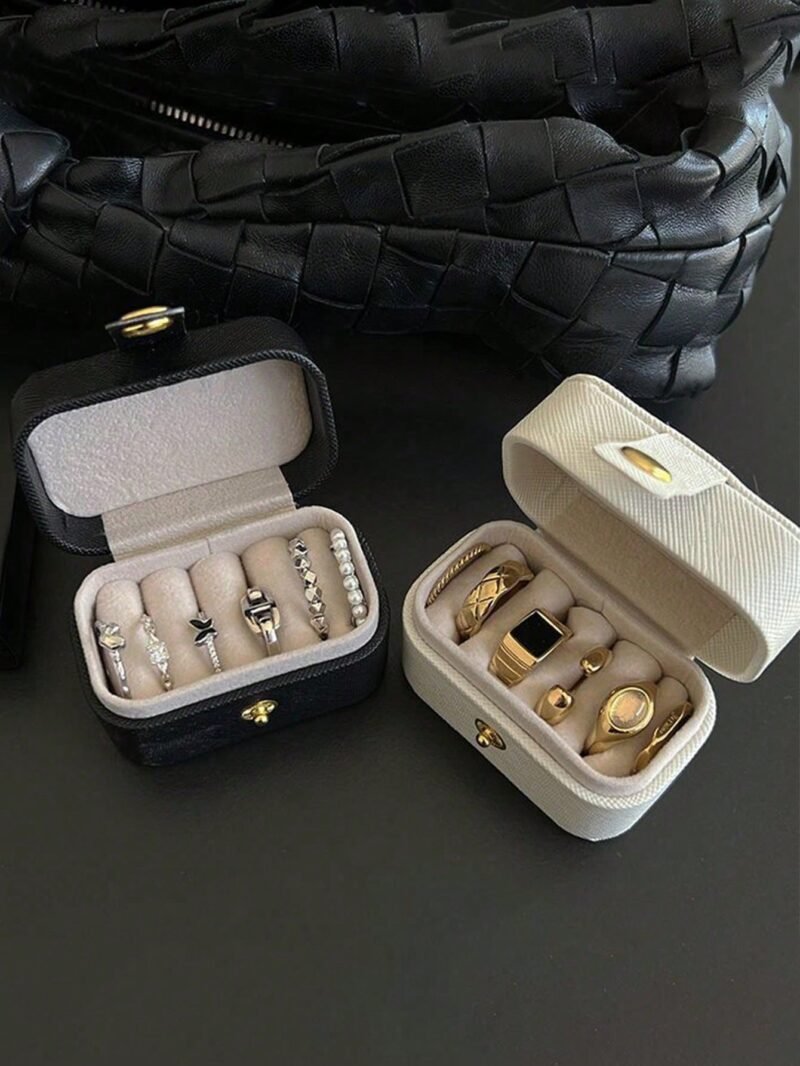PU Leather Small Travel Jewelry Case – Mini Ring & Earring Organizer Box - Image 2
