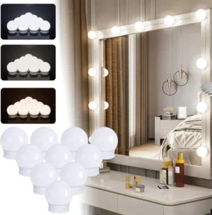 Vanity Mirror LED Bulbs Kit – 10 Dimmable Lights with USB & Memory Function