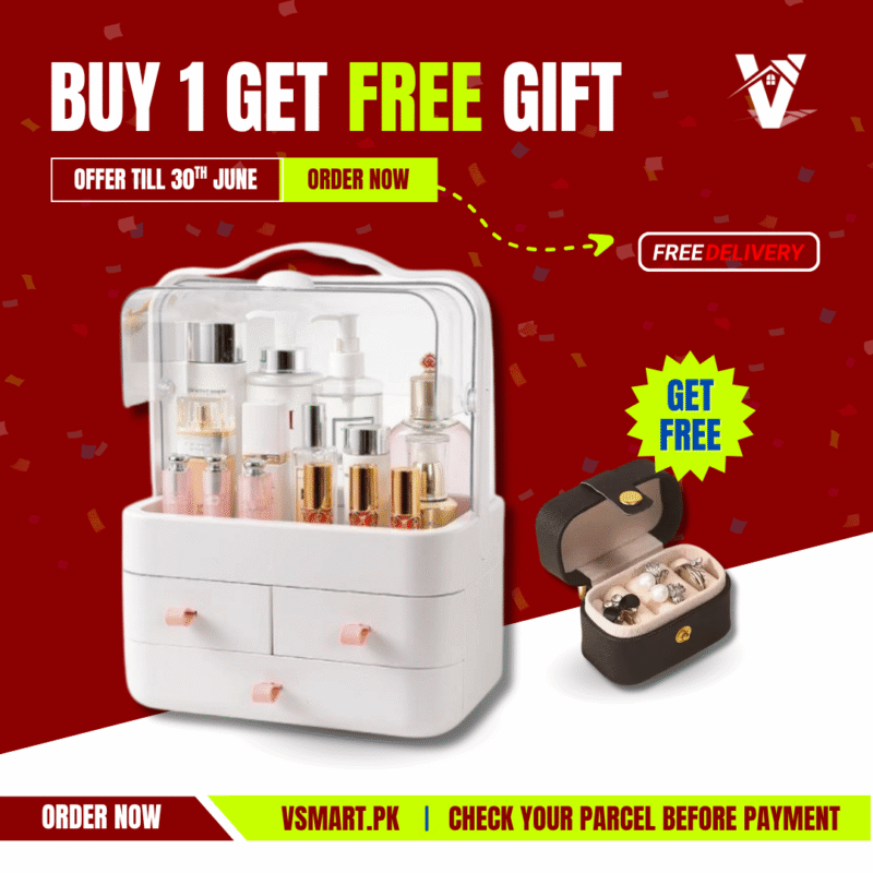 Buy Premium Cosmetic Organizer & Get Free Leather Jewelry Ring Box – Limited Time Deal!