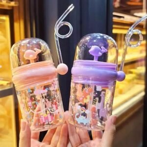 Dolphin Fountain 260ml Kids Water Bottle with Straw – BPA Free Cartoon Whale Spray Cup