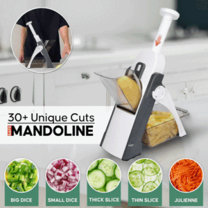 Safe Mandoline Slicer for Kitchen – Adjustable Thickness Vegetable Cutter & Food Chopper