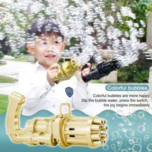 8-Hole Automatic Bubble Gun Toy – Colorful Bubble Blaster for Kids with Soap Water Machine