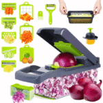 12 in 1 Vegetable Chopper Cutter Slicer Grater with Drain Basket & Blades – Multifunctional Mandoline Slicer for Kitchen Use