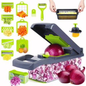 12 in 1 Vegetable Chopper Cutter Slicer Grater with Drain Basket & Blades – Multifunctional Mandoline Slicer for Kitchen Use