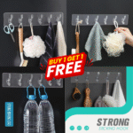 Buy 1 Get 1 Free - Self-Adhesive Wall Hanger Hook Strip – 6 Hook Magic Sticker for Clothes, Kitchen & Bathroom