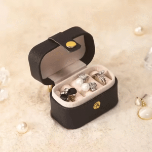 PU Leather Small Travel Jewelry Case – Mini Ring & Earring Organizer Box