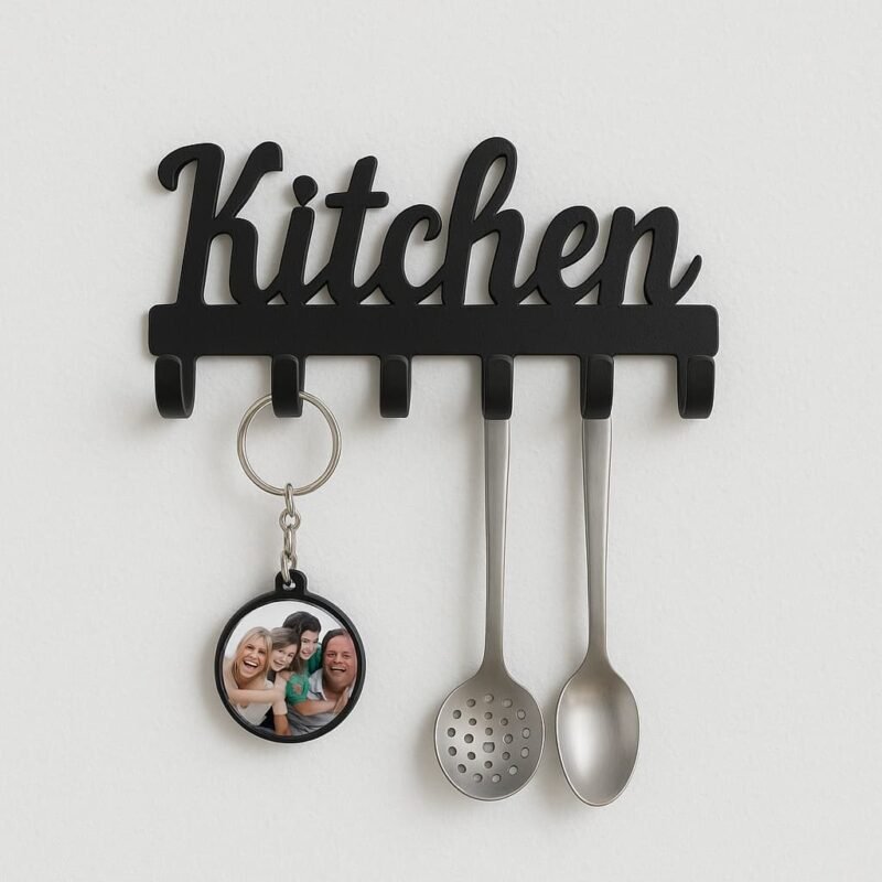 Rustic Metal Wall-Mounted Key Holder – 5-Hook Cast Iron Key Organizer Rack for Home Decor - Image 2