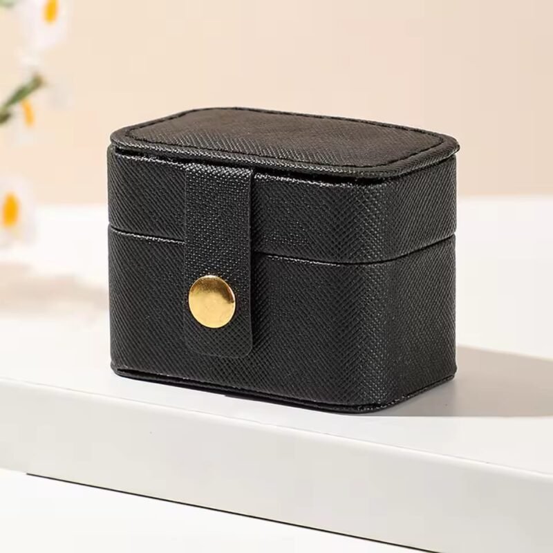 PU Leather Small Travel Jewelry Case – Mini Ring & Earring Organizer Box - Image 4