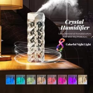 1000ML Crystal Lamp Air Humidifier with LED Night Light - Touch Control Lamp for Home Decor