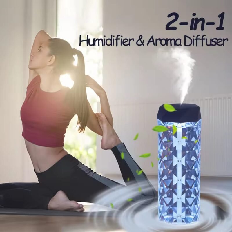 1000ML Crystal Lamp Air Humidifier with LED Night Light - Touch Control Lamp for Home Decor - Image 4