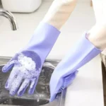 Reusable Silicone Dishwashing Gloves with Built-in Scrubber – Heat Resistant