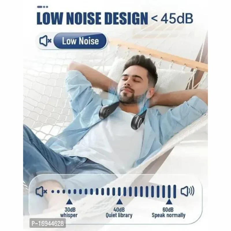 Portable Neck Fan - USB Rechargeable Bladeless Personal Fan with 3 Speed Settings, Hands-Free Cooling for Outdoor, Office, Travel - Image 4