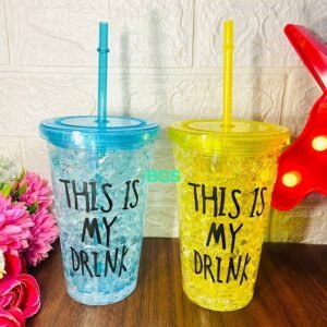 Frosty Gel Glass Water Bottle – 650ML Thermostatic Sipper Cup | vsmart.pk