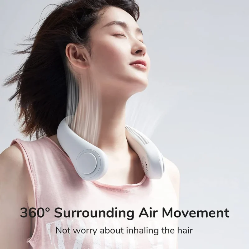 Portable Neck Fan - USB Rechargeable Bladeless Personal Fan with 3 Speed Settings, Hands-Free Cooling for Outdoor, Office, Travel - Image 3