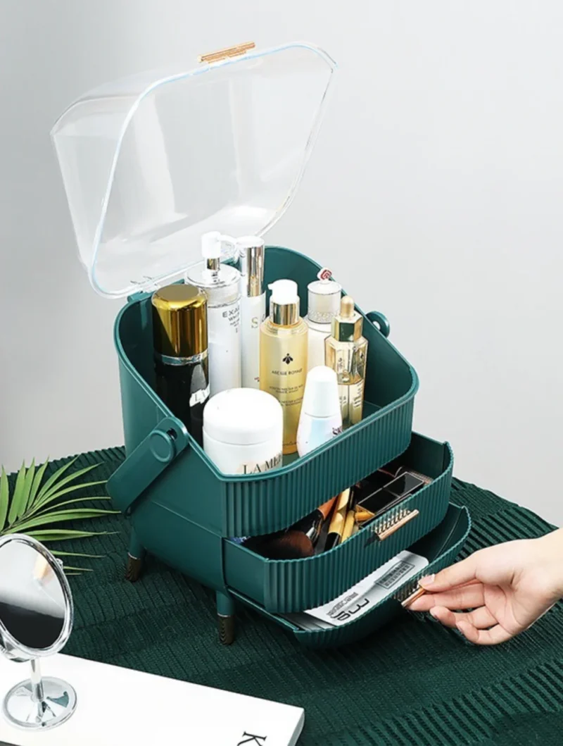 Aesthetic Vanity Organizer – Acrylic Makeup & Skincare Storage Box with Drawers - Image 4