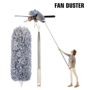 Grey Microfiber Fan Duster – Bendable Head with 100-Inch Extendable Handle