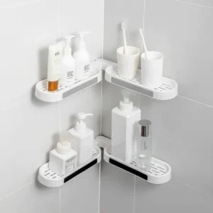 360° Rotatable Bathroom & Kitchen Storage Rack – Wall-Mounted, No Drilling Required