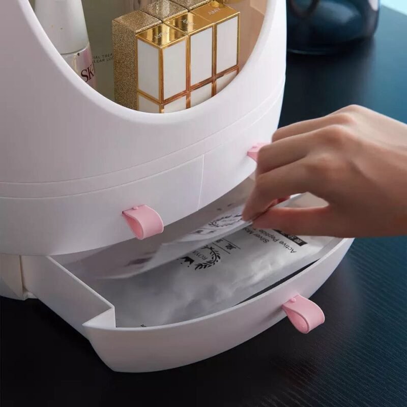 LED Makeup Organizer Mirror – Swan Egg Cosmetic Storage - Image 5