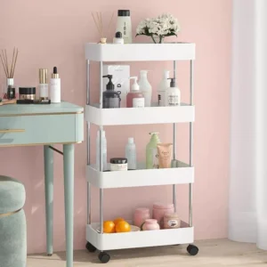 4-Layer Slim Smart Trolley – Space-Saving Storage Cart