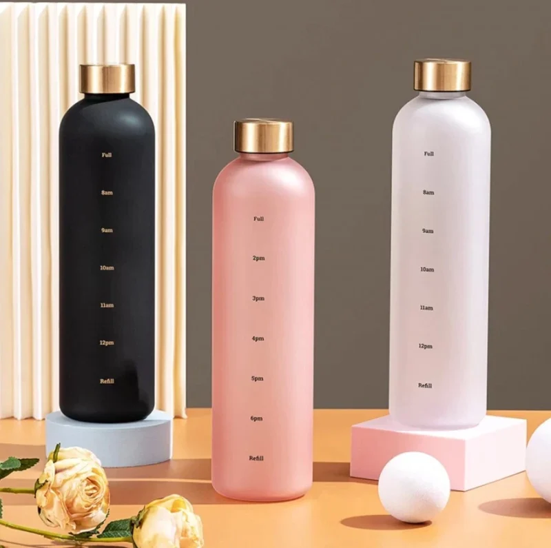 Matte Aesthetic Motivational Water Bottle – 32oz (650mL) | BPA-Free | Time Tracker | Gym Essential